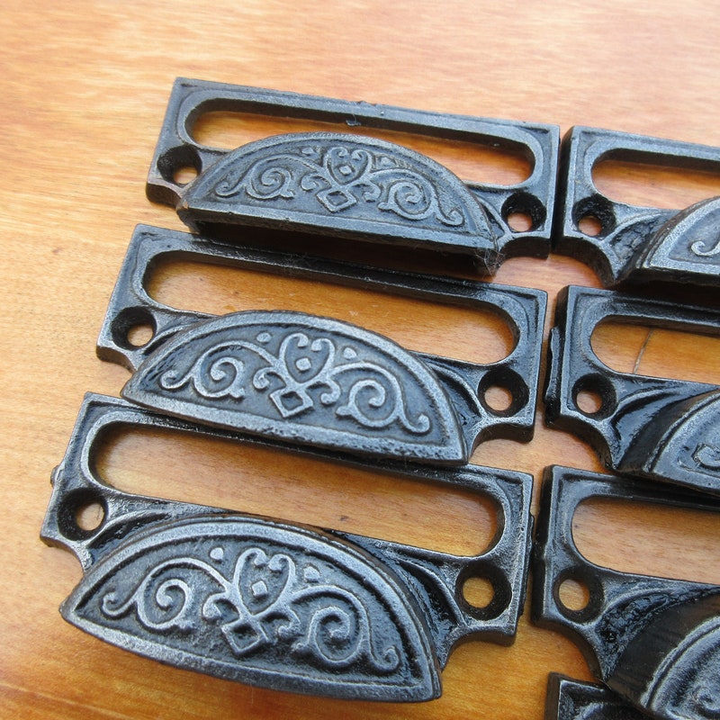 3 Cast Iron Drawer Pulls Etsy