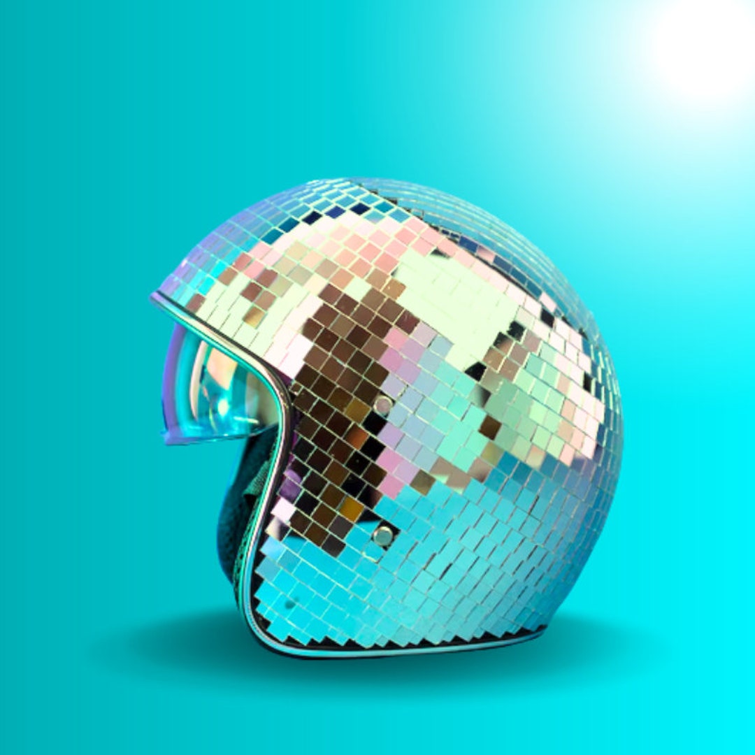 Disco Ball Helmet Mirror Ball Texture Festival Accessories Etsy