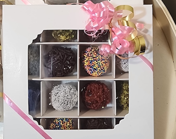 Holidays gift Gourmet handmade chocolate bites (Brigadeiro. Gift box