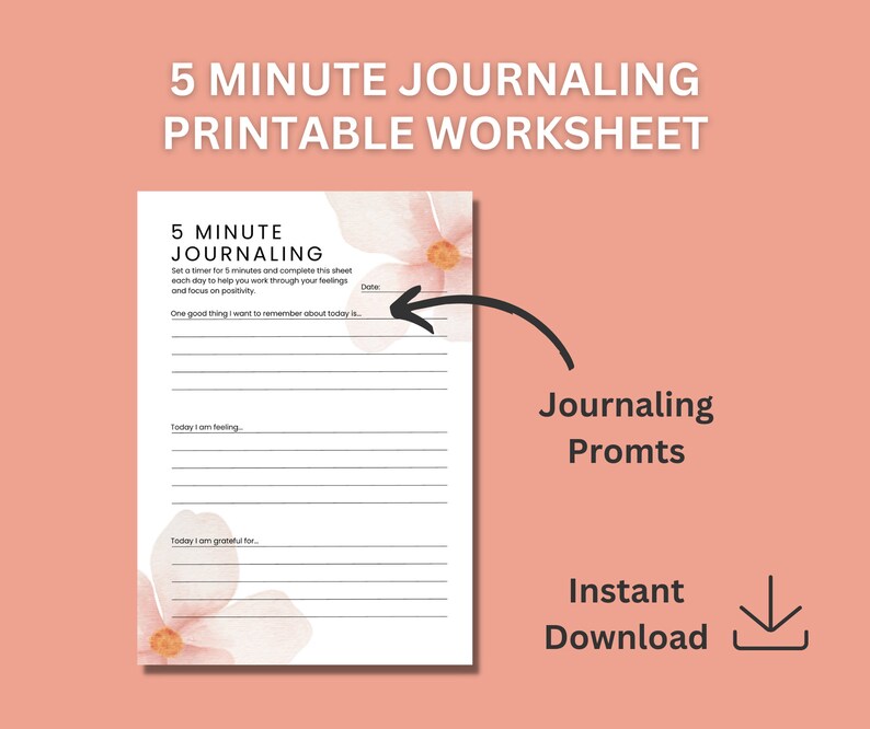5-minute Journaling Printable Worksheet - Etsy