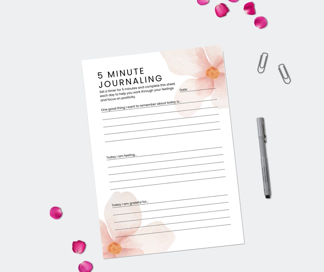5-minute Journaling Printable Worksheet - Etsy