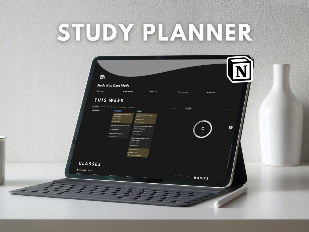 Notion Student Planner Template Dark Mode • All-in-one College ...