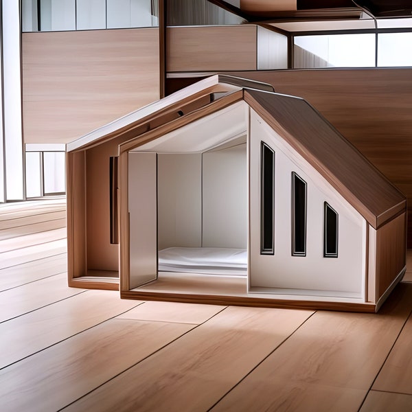 Modern huis voor katten of kleine honden bouwplannen