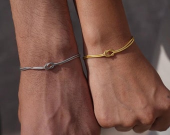 Love Knot Bracelet With Snake Chain - 925 Sterling Silver Bracelet - Couples Bracelet - Dainty Gold Bracelet - Unisex Bracelet Jewelry