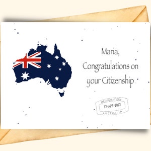 Personalized Australian citizenship card Immigration Australia Becoming Australian congrats new Australian instant card congratulations