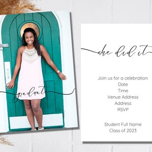Minimalist Grad Invite , Graduation Invitation, Class of 2023, Graduation Party Invitation, Graduation Card Template, Digital Download