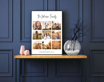 Family Photo Collage, Poster Template, Custom Gift, Digital Gift for Her, Photo Gift, Canva Template, Digital Download