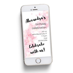 Electronic Invitation, Digital Birthday Card, Birthday eCard, Mobile Phone Invite, Editable Template, Smartphone Template