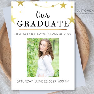 Graduation Announcement Template, Class of 2023, Graduation Party Invite, Canva, Grad 2023, Editable Invitation, Grad Party
