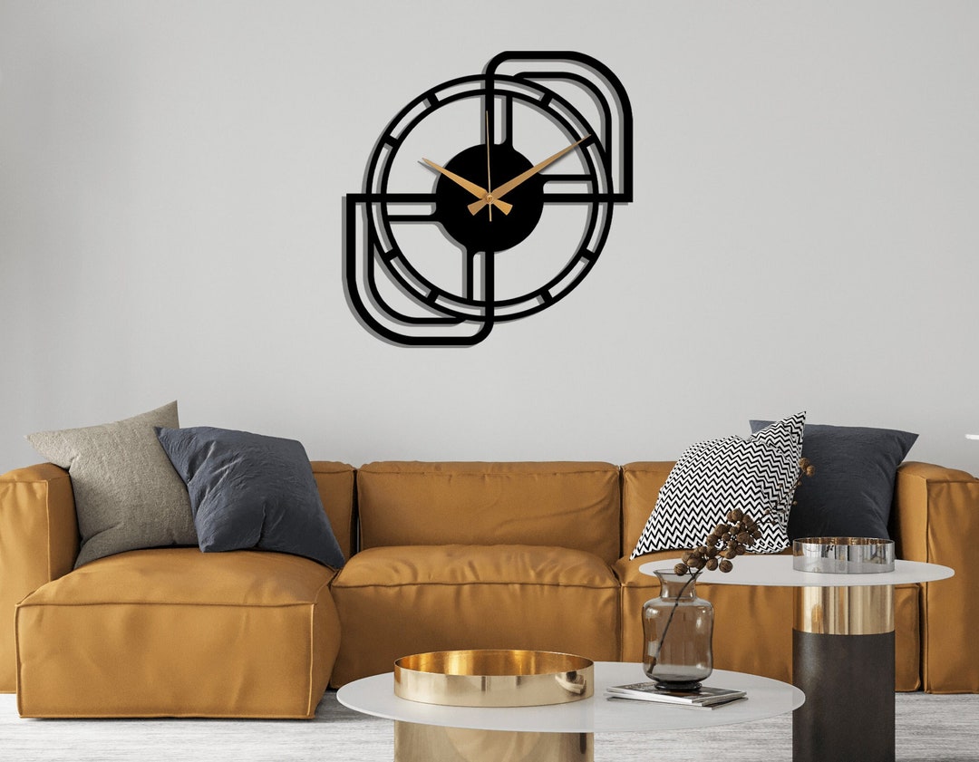Minimal Metal Wall Clock Silent Wall Clock Black Metal Wall Etsy