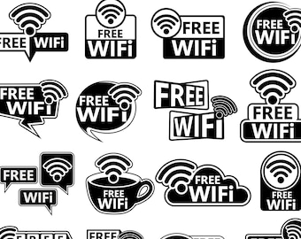 free wifi SVG Bundle, free wifi Clipart, free wifi Vector, free wifi sign, free internet zone, public wifi, Pdf Png Eps, digital download