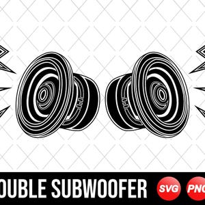 SVG de subwoofer duplo, SVG de alto-falante de carro, Clipart de áudio e som, arquivo de corte vetorial de subwoofer para Cricut, PDF, PNG, EPS, DXF, download digital instantâneo