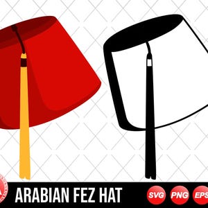 Chapéu Fez Vermelho Árabe em SVG, acessório de chapéu marroquino em SVG, clipart de Chapéu Fez Vermelho, arquivo de corte vetorial de Chapéu Fez Vermelho para Cricut, PDF, PNG, EPS, DXF