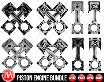 SVG de pistons croisés, SVG de moteur à pistons, clipart de moteur automobile, fichier vectoriel de moteur à pistons pour Cricut, PDF, PNG, EPS, DXF