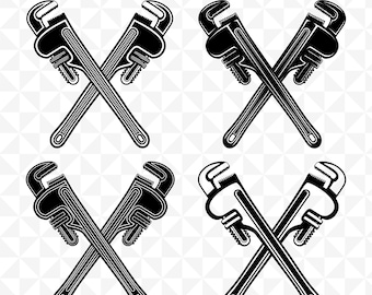 Gekruiste loodgieter SVG, loodgieter pijpsleutel SVG, sanitair clipart, loodgieter sleutel Vector gesneden bestand voor Cricut, Pdf Png Eps Dxf