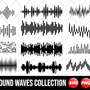 Sound wave SVG bundle, Sound wave Clipart, Loud Audio Sound silhouettes, Sound wave Vector Cut file for Cricut, Pdf Png Eps Dxf