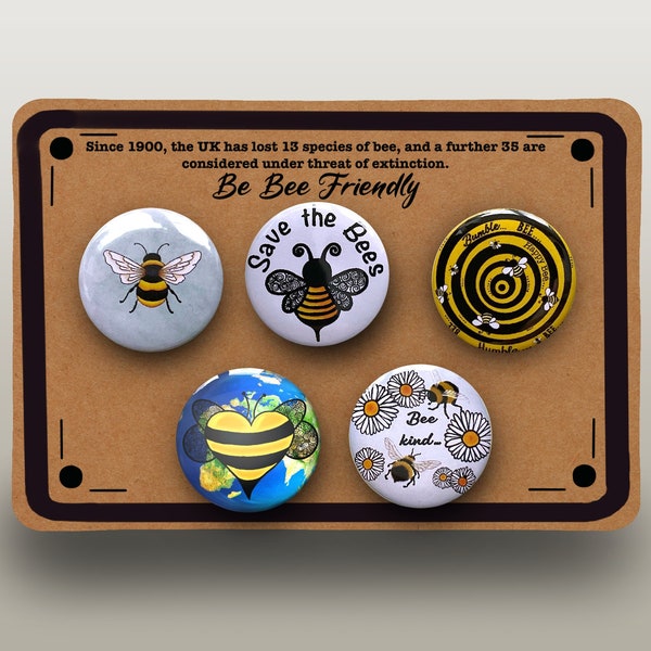 Save the Bees Anstecker | Bienenschutz | Öko Krieger | Rette den Planeten | Hummel | Wir brauchen Bestäuber | Geschenk für Tierliebhaber Bienen Fan