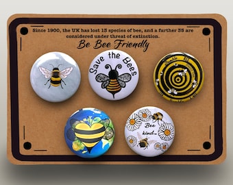 Save the Bees Pin Badge | Bee Conservation | Eco Warrior | Save the Planet | Bumblebee | We Need Pollinators | Gift for Animal Lover Bee Fan