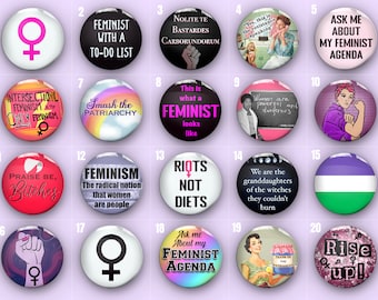 Feminist Pin Badge Buttons, 20 Designs to Choose From!