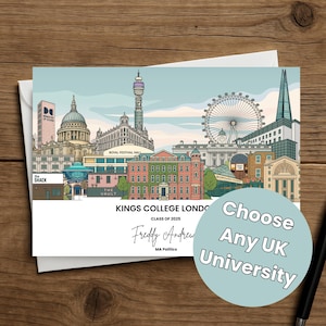Graduation Card, Choose Any UK University,  Large A5 Size, Includes Iconic Landmarks and Student Hotspots for Every Uni!