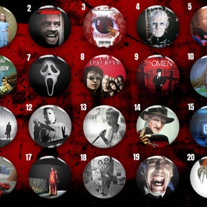 Horror Movie Pin Badge Button | Scary Movie Fan | Halloween Party | Costume | Favour | Accessories | Handmade | Vampire | Art Retro Vintage