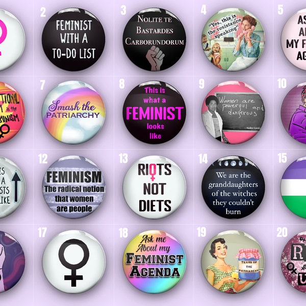 Feminist Pin Badges | Womens Rights | Equality | Activist | Empowerment | Gender Equlity| Handmade | Fast Delivery | 32mm/1.25" buttons
