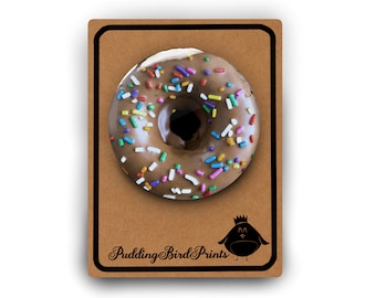 Chocolate Sprinkle Doughnut Badge Button Pin - 5.8cm badge