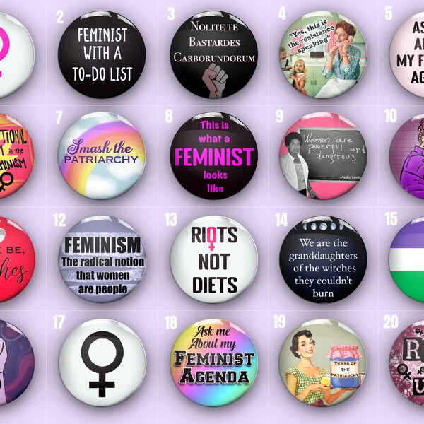 Pin's féministes | Droits des femmes | Égalité | Activiste | Autonomisation | Égalité des genres| Fait main | Livraison rapide | Boutons de 32 mm/1,25 po.
