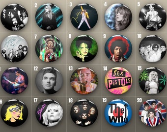 Band Pin Badges | Music Legends Pins | Choose from 60 Pins! | Rock Indie Grunge Punk Folk Country | Music Artists Accessories | Album Gift