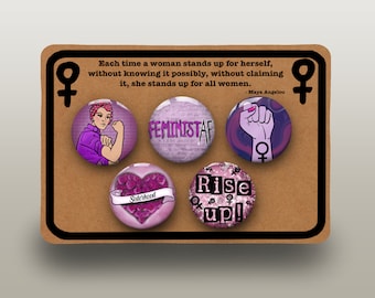 Feminist Pin Badges | Feminism | Women's Rights | Equality Now | Feminist Art Print | Jewellery Accessories   | Sisterhood Gift | Birthday |