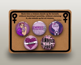 Feminist Pin Badges, Set of 5