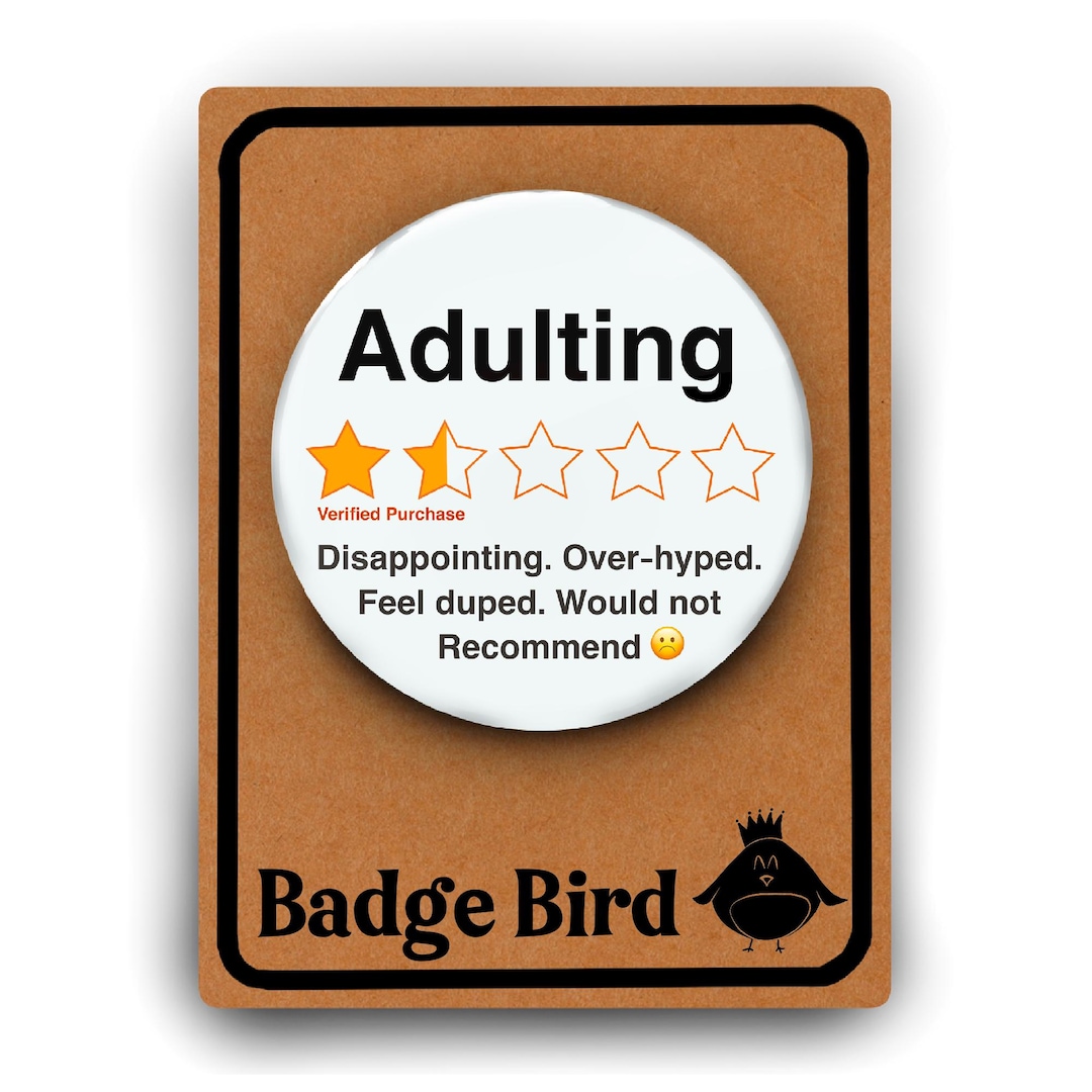Review. Pin Adulting Honest Review Pin Badge - Etsy
