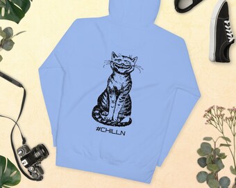 Hooded Sweatshirt - Hoodie - Comfy Hoodie - Unique Sweatshirt - Unique Style Sweatshirt with Hood - Vibe Cat #Chilln