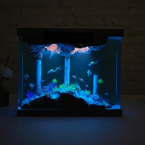 Epoxy resin ocean lamp-Ocean resin art-Night light-Deep blue sea-Home decor- handmade gift-Arts and crafts from epoxy resin,mother gift