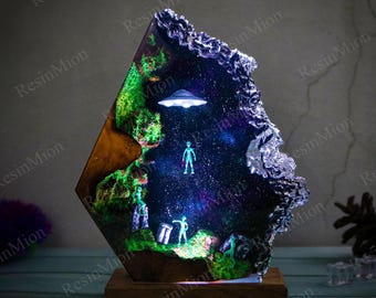 UFO エイリアン アブダクション デスクランプ SF シルバー 宇宙船 宇宙