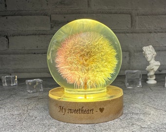 Dandelion Flower Night Light,Custom Night Light Flower Epoxy Resin lamp,Resin Art Lamp,Personalized Night Light,gift for her,girlfriend gift