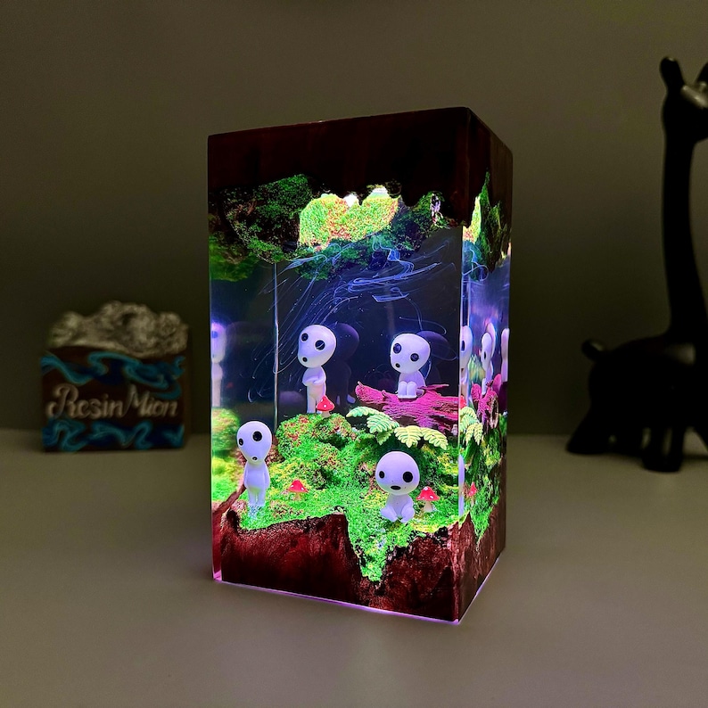 Epoxy resin lamp,Desk Decor,Resin Art Lamp,custom resin lamp,gift for Kids,Gift for anime fans,gift for lover,Gift for Sister image 2