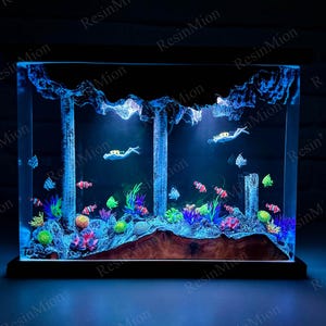 Sea Creatures , wood resin , Epoxy resin ocean lamp-Ocean resin art -Home decor- handmade gift-Arts and crafts from epoxy resin,mother gift