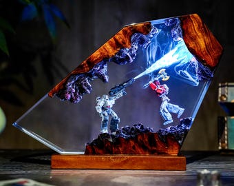 Handmade Futuristic Robot Lamp,Sci-Fi Mech Night Light, Cyber Style Decor, Christmas gifts , Gift for kids, Robot Figure, table lamp