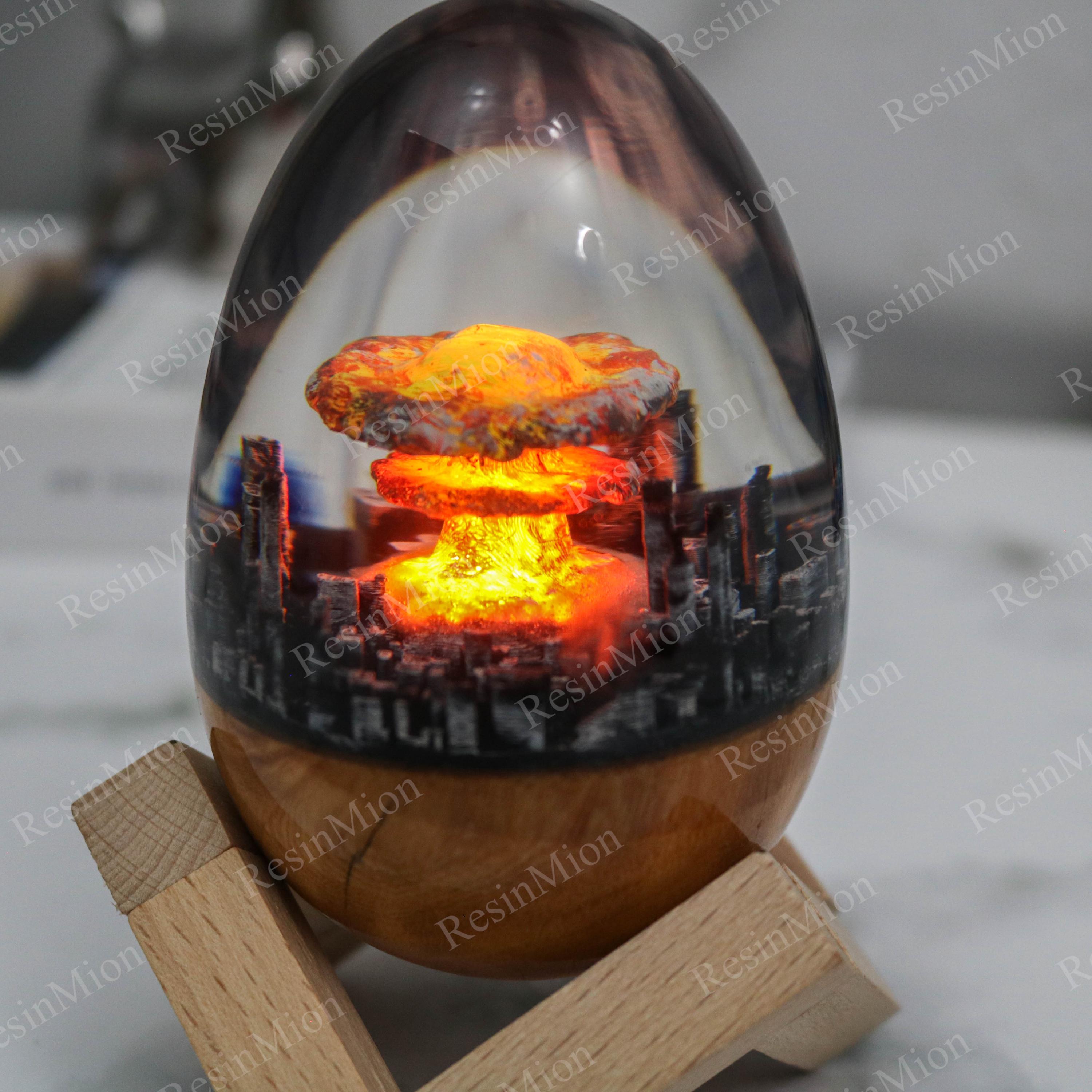 Explosion Decor Resin Diorama, Atomic Bomb Resin Night Light,explosion Resin Diorama ...