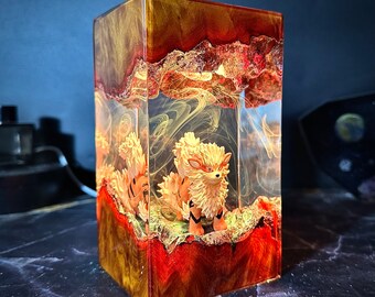 ARCANINE Poke.mon epoxy lamp,wooden Night Light,Custom Diorama for Pokemon Gifts,Personalized Gift,pokemon decor ,custom pokemon,gift for