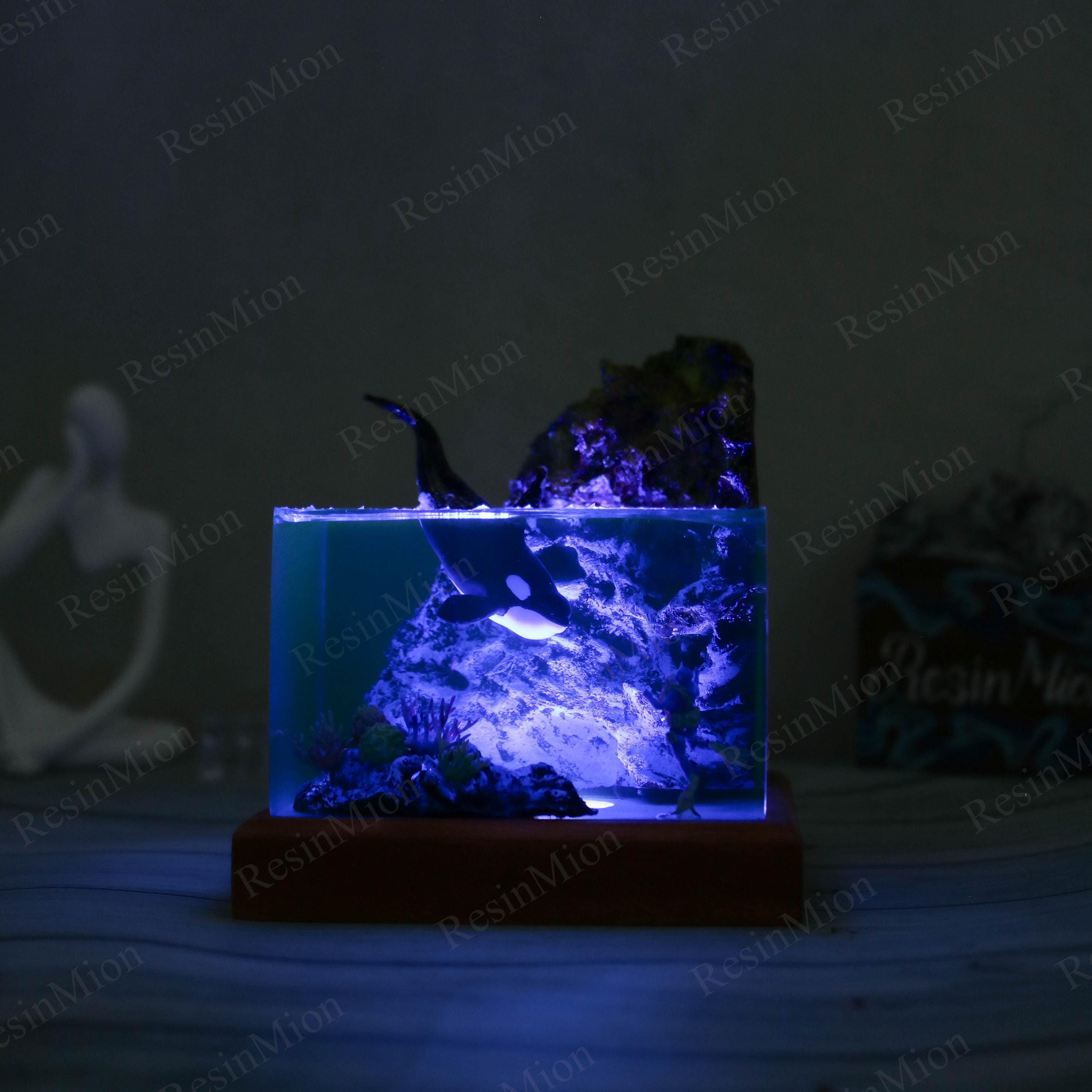 Orca Whale and Diver Resin Lamp, Killer Whale Night Light,epoxy