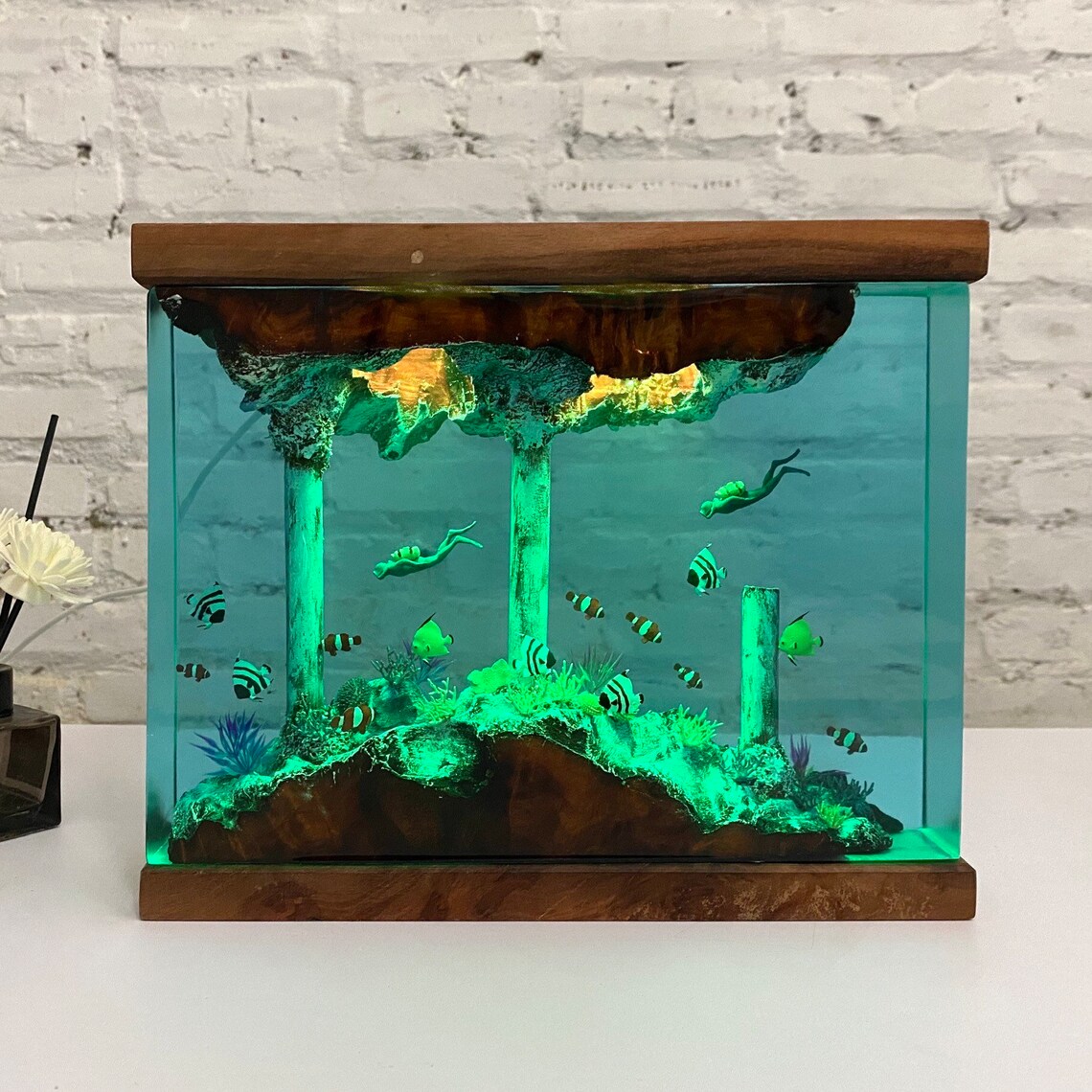 Ocean Resin Artnight Lightepoxy Resin Ocean Lampdeep Blue Etsy