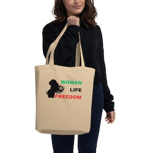 女性の生活の自由エコトートバッグ - イランの抗議活動への支援 ジン・ジヤン・アザディ 女性の権利