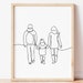 Line Art Print, Family Line Art, Mom Dad and Child Art Print, Family ...