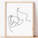 Family Line Art, Mom Dad and Child Art Print, Family Line Art Portrait ...