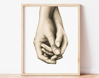 Holding Hands Wall Art, Holding Hands Line Art, Holding Hands Print, Line Drawing Print, Minimalist Home Decor, Printable Wall Art,DIGITAL.