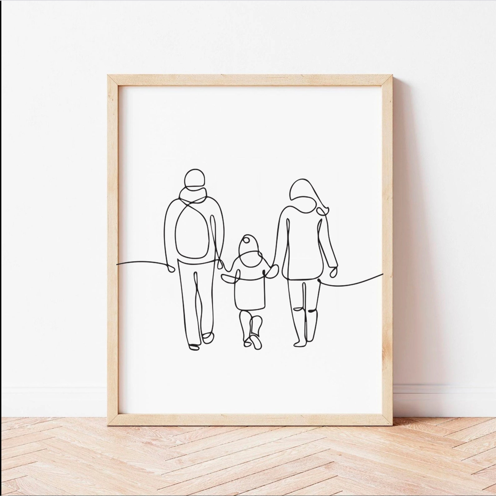 Line Art Print, Family Line Art, Mom Dad and Child Art Print, Family ...