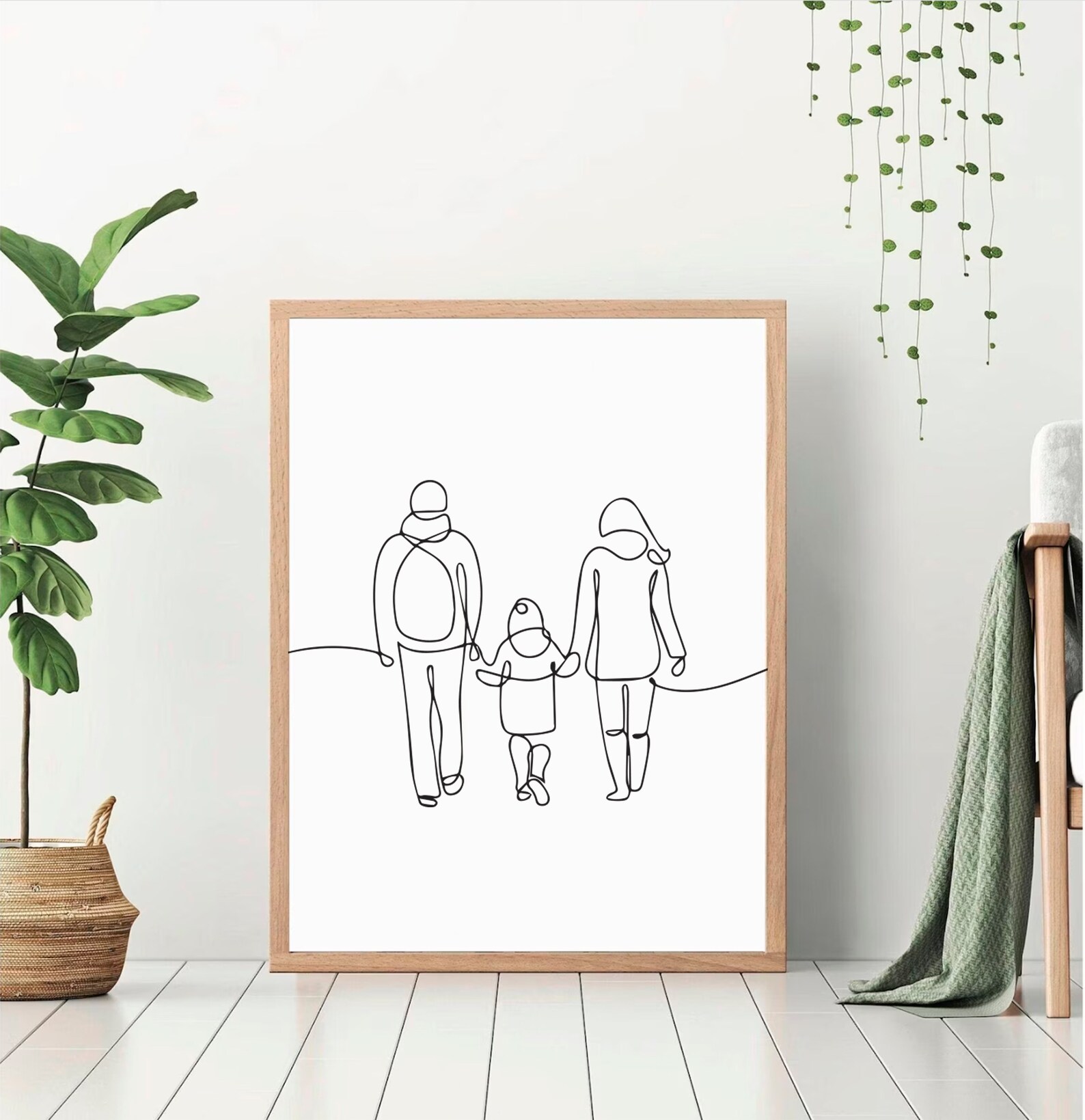 Line Art Print, Family Line Art, Mom Dad and Child Art Print, Family ...