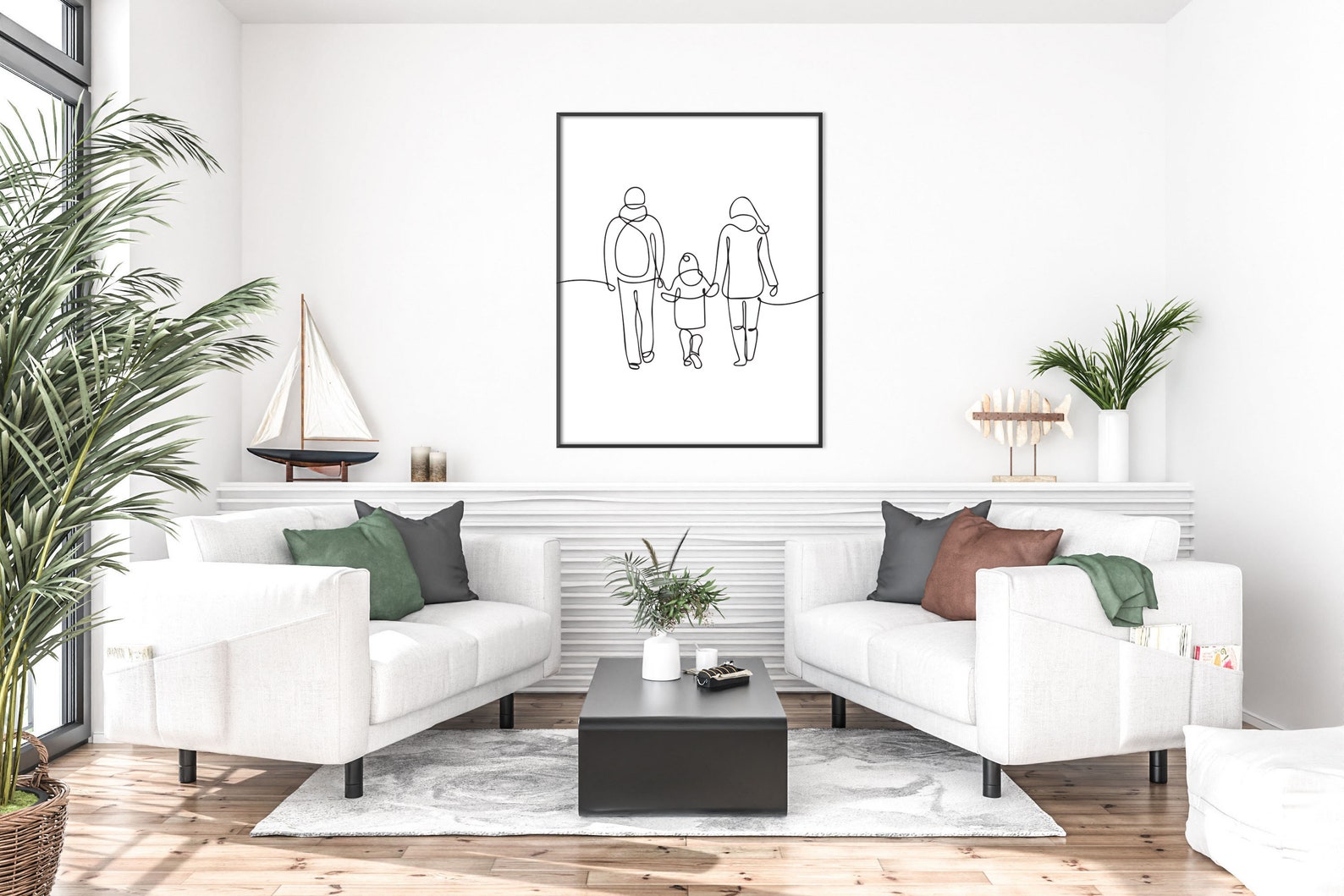Line Art Print, Family Line Art, Mom Dad and Child Art Print, Family ...